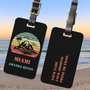 Etiqueta Para Maletas Miami Retro Personalizado