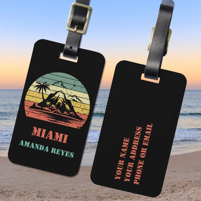 Etiqueta Para Maletas Miami Retro Personalizado (Subido por el creador)