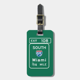 Etiqueta Para Maletas Miami, señal de tráfico de FL