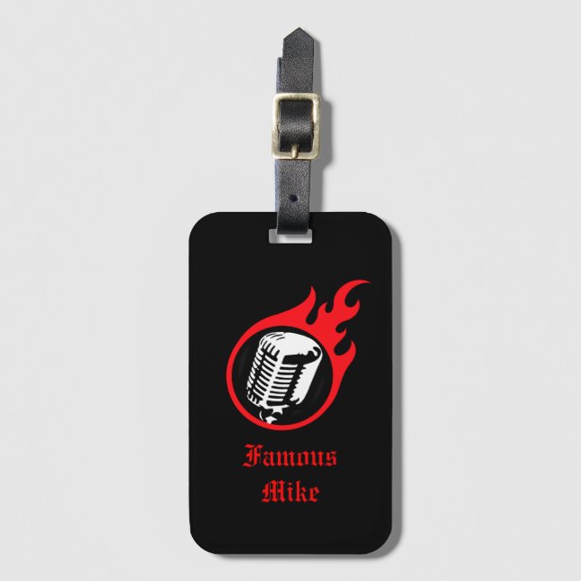 Etiqueta Para Maletas Micrófono llameante personalizado (Anverso vertical)