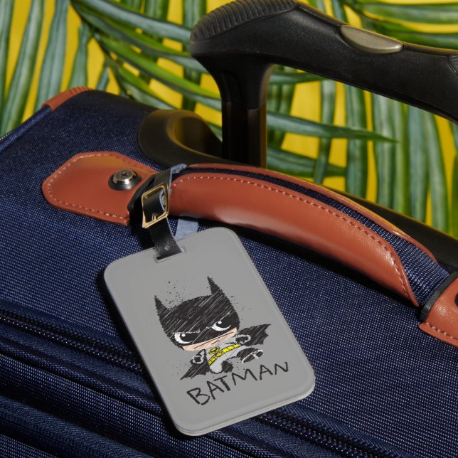 Etiqueta Para Maletas Mini esbozo de Batman clásico (Anverso In situ 1)