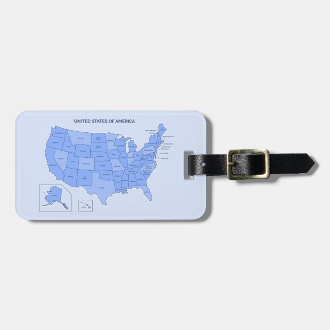 Etiqueta Para Maletas Minimal Blue United States Map Illustration (Frente Horizontal)