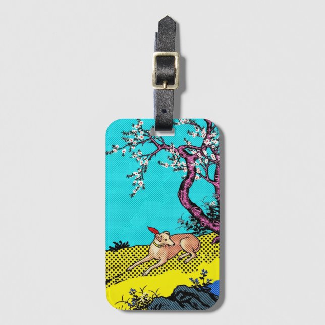 Etiqueta Para Maletas Minimalist Sighthound Silhouette Dog Graphic (Anverso vertical)