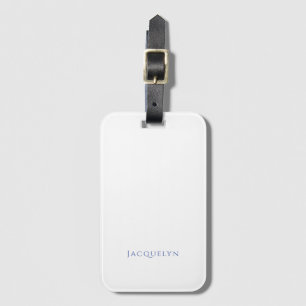 Etiqueta Para Maletas Minimalista Blanco Azul Sencillo Elegante Moderno
