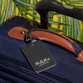 Etiqueta Para Maletas Minimalista elegante Gris gris oscuro Sr. y Sra.