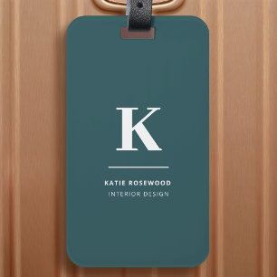 Etiqueta Para Maletas Minimalista Humo Verde Moderno Grande Inicial