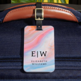 Etiqueta Para Maletas Minimalista Monograma Moderno Patrón Floral Elegan