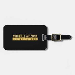 Etiqueta Para Maletas Minimalista negro y dorado moderno profesional 