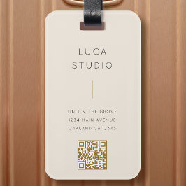 Etiqueta Para Maletas Mínimo Limpio Simple Moderno Código QR Dorado y Cr