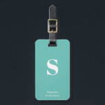 Etiqueta Para Maletas Mint Turquoise Green Monogram Stylewriter L<br><div class="desc">Moderno Mint Turquoise Green Monograma Elegante Typewriter Etiqueta de equipaje para sus viajes y vacaciones,  personalizar esta elegante bolsa etiquetarla con su propio monograma y nombre inicial.</div>