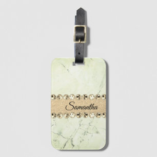 Etiqueta Para Maletas Minty Green Marble Diamond