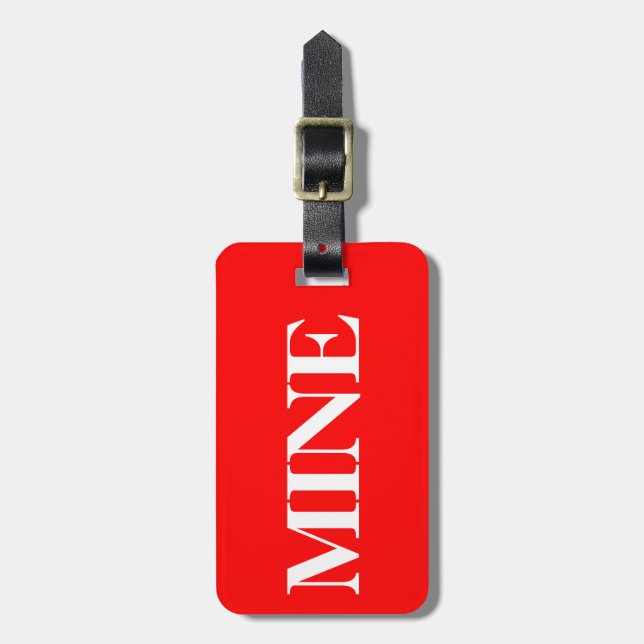 Etiqueta Para Maletas Mío en blanco sobre rojo (Frente Vertical)