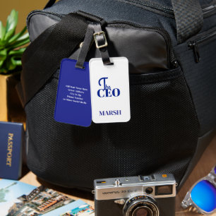 Etiqueta Para Maletas Mochila Azul Impresa Moderna Minimalista para el C