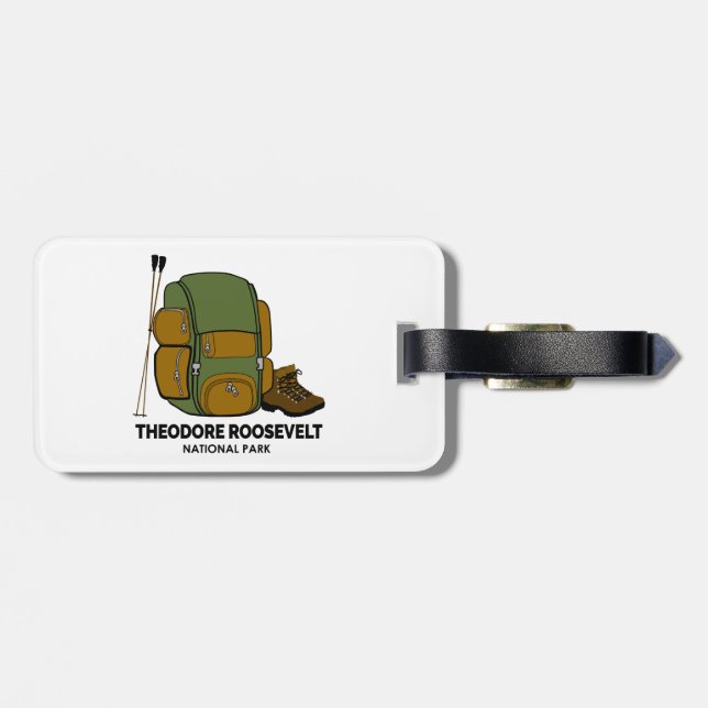 Etiqueta Para Maletas Mochila del Parque Nacional Theodore Roosevelt (Atrás Horizontal)