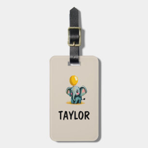 Etiqueta Para Maletas Mochila Personalizada Colorida de Elefante