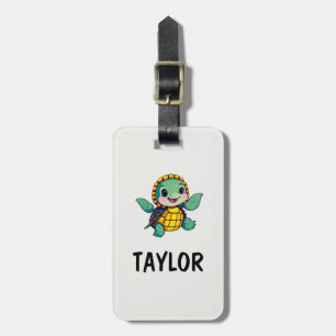 Etiqueta Para Maletas Mochila Personalizada Colorida Tortuga Linda