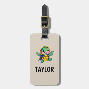 Etiqueta Para Maletas Mochila Personalizada Colorida Tortuga Linda