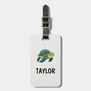 Etiqueta Para Maletas Mochila Personalizada Colorida Tortuga Linda Mochi