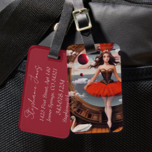 Etiqueta Para Maletas Mochila Steampunk Watercolor Ballerina