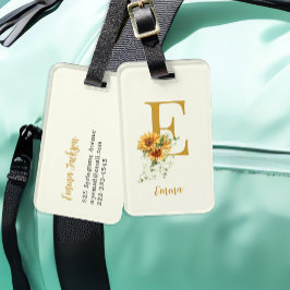 Etiqueta Para Maletas Moda acuarela floral monograma nombre inicial