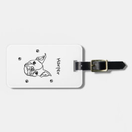 Etiqueta Para Maletas Moda Arte de línea de Bulldog francés: Editar tu t