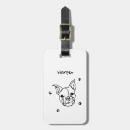 Etiqueta Para Maletas Moda Arte de línea de Bulldog francés: Editar tu t