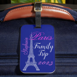 Etiqueta Para Maletas Moda Azul París Francia Torre Eiffel Viaje familia