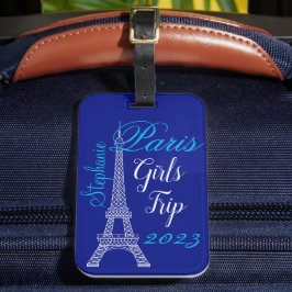 Etiqueta Para Maletas Moda Azul París Torre Eiffel Viaje Chicas
