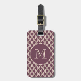Etiqueta Para Maletas Moda Burgundy Marfil Patrón de Diamante Monograma