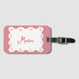 Etiqueta Para Maletas Moda clásica nombre italiano-tema rojo revisado