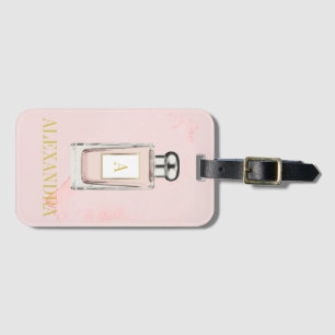Etiqueta Para Maletas Moda de frasco de Perfume Rosa Monograma Personal