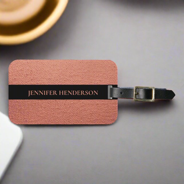 Etiqueta Para Maletas Moda Elegante Rosa Oro Monogramado Iniciales (Subido por el creador)