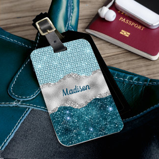 Etiqueta Para Maletas Moda giradamente verde azulada menta verde purpuri