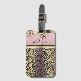 Etiqueta Para Maletas Moda Lavender Gold Leopard Safari Floral