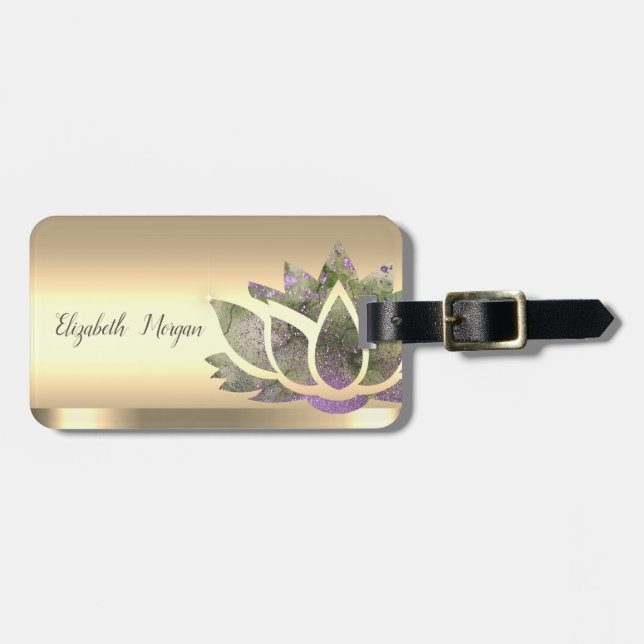 Etiqueta Para Maletas Moda Lotus Flower Gold (Frente Horizontal)