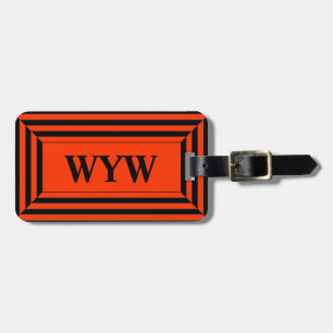ETIQUETA PARA MALETAS MODA LUGGAGE/BAG TAG_ORANGE/BLACK/MONOGRAMMED