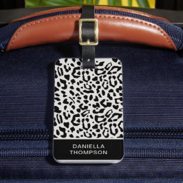 Etiqueta Para Maletas Moda moderna Patrón de impresión Leopardo de nieve