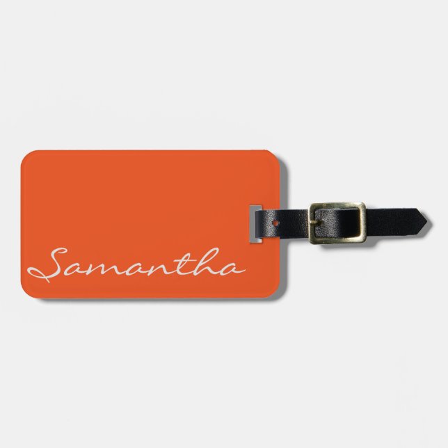 Etiqueta Para Maletas moda moderna y elegante naranja monocasco (Frente Horizontal)