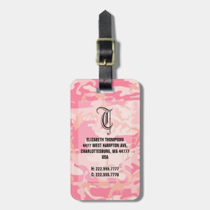 Etiqueta Para Maletas Moda Monograma Equipamiento de calibre rosa