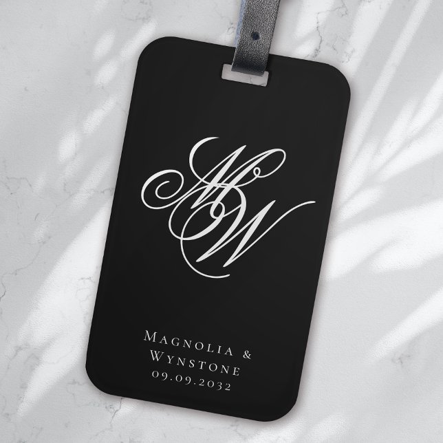 Etiqueta Para Maletas Moda Monograma Newlyweds (Subido por el creador)