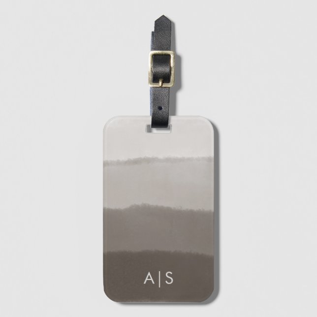 Etiqueta Para Maletas Moda Monogramada acuarela Davy Gray Ombre (Anverso vertical)