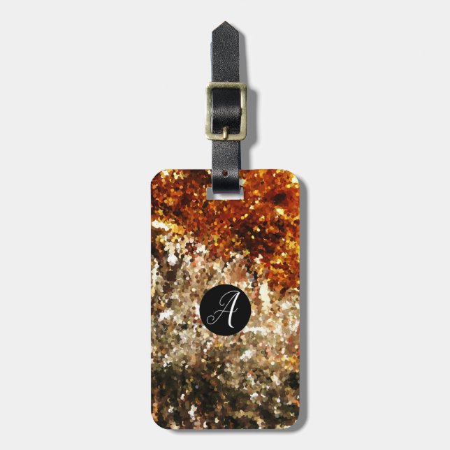 Etiqueta Para Maletas Moda monogramada oro chispa purpurina (Frente Vertical)