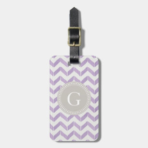 Etiqueta Para Maletas Moda Pastel gris púrpura Chevron Personalizado Mon