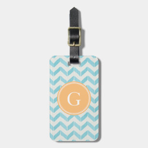 Etiqueta Para Maletas Moda Pastel turquesa Personalizado Chevron Monogra