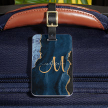 Moda Purpurina de oro azul Agate Personalizado Mon