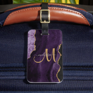 Etiqueta Para Maletas Moda Purpurina de oro morado Agate Personalizado M