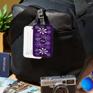 Etiqueta Para Maletas Moda Violet Indigo Flor Doodle Tus Iniciales