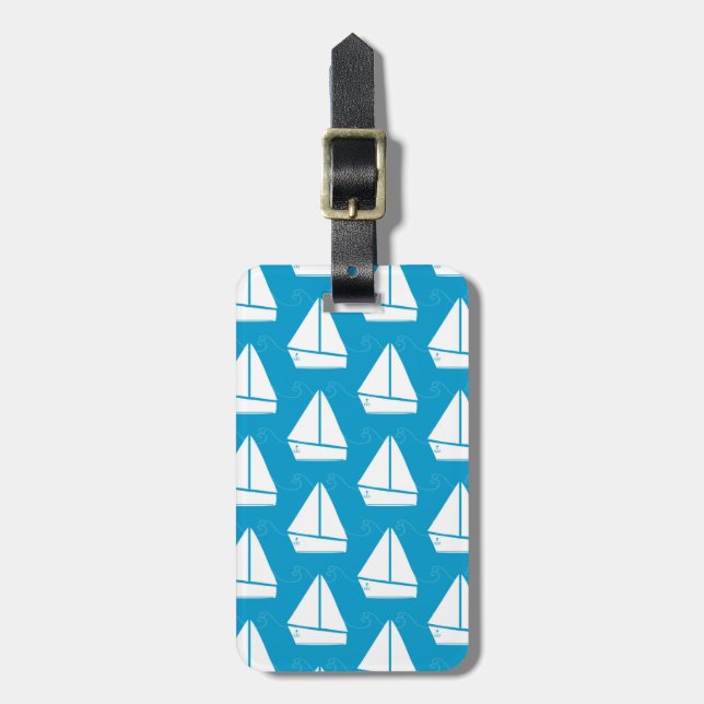 Etiqueta Para Maletas Modelo azul claro del velero (Frente Vertical)