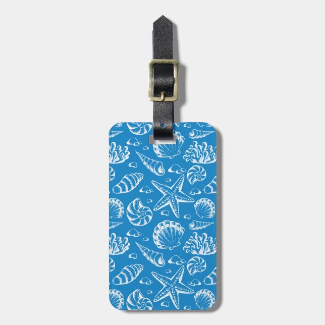 Etiqueta Para Maletas Modelo azul de la playa (Frente Vertical)