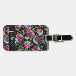 Etiqueta Para Maletas Modelo azul de los ramos de Borgoña - dirección